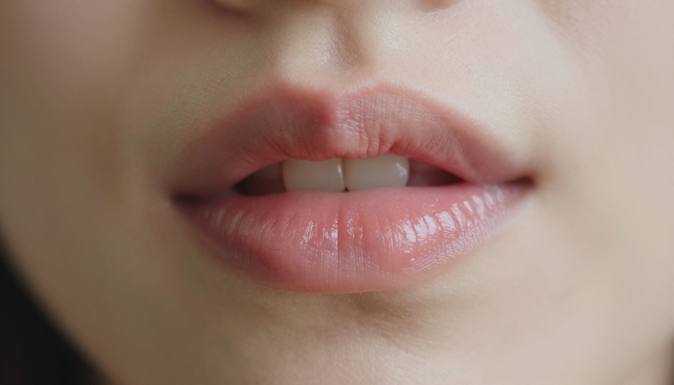 Close-up of human lips mid-speech photorealistic