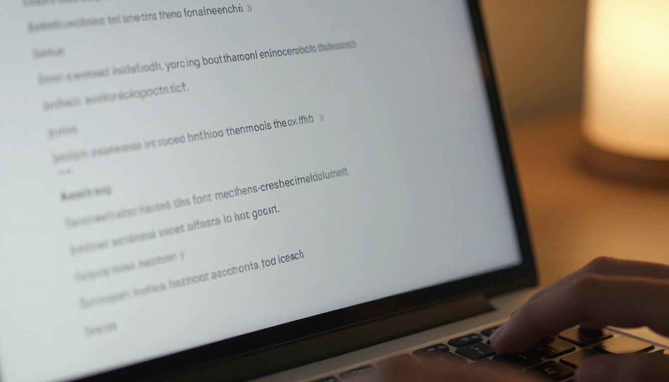 Close-up of laptop screen with chat text glowing