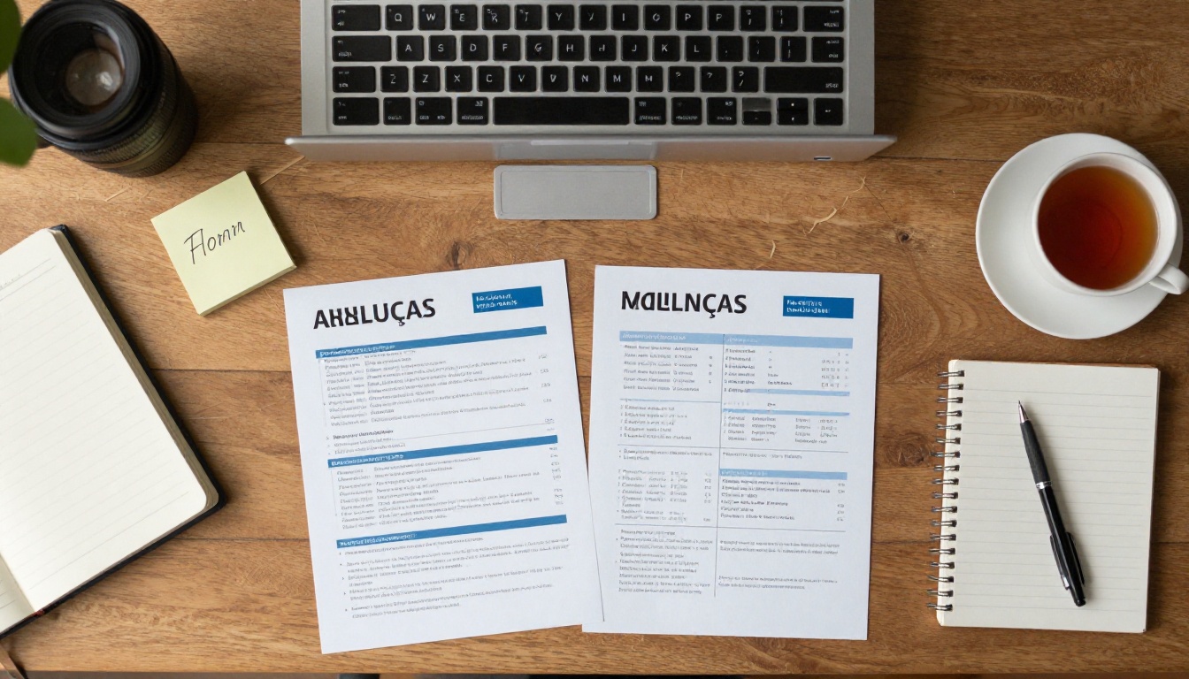 Overhead view of two laptops showing different report layouts Overhead view of two laptops showing different report layouts