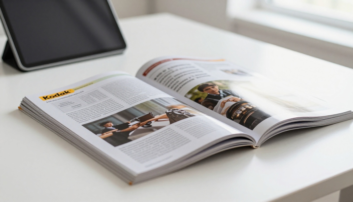 Printed magazines beside a tablet showing a digital publication Printed magazines beside a tablet showing a digital publication