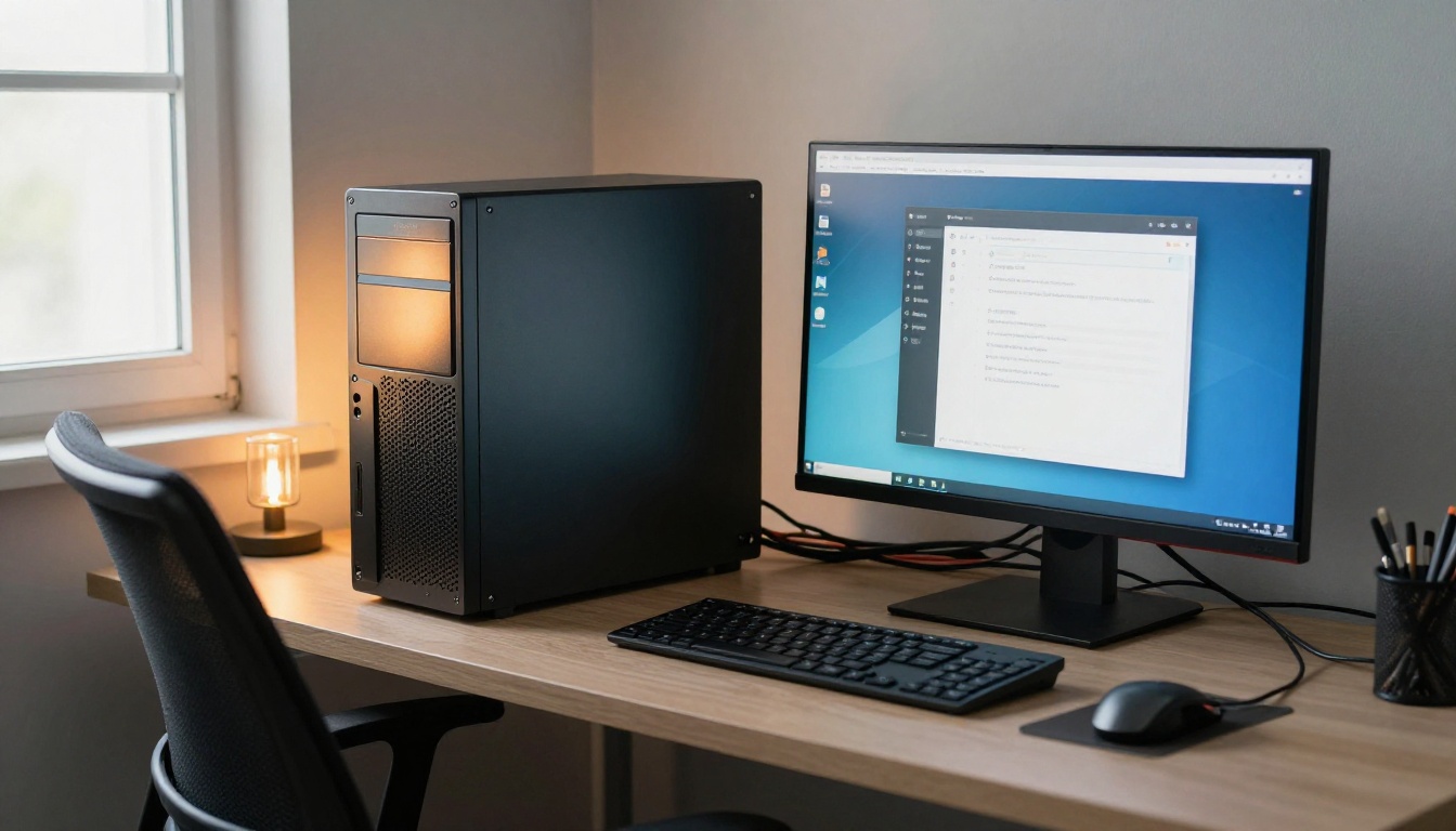 An IT administrator installing desktop software on a PC An IT administrator installing desktop software on a PC
