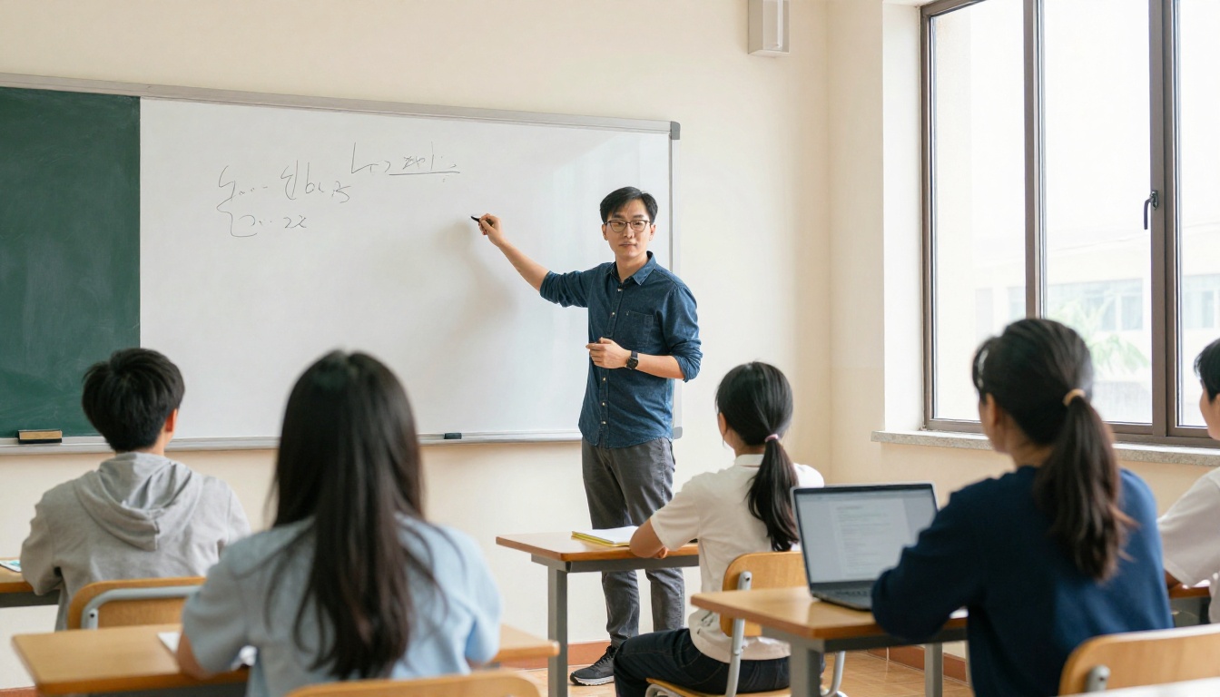 Teacher presenting classroom books on a whiteboard