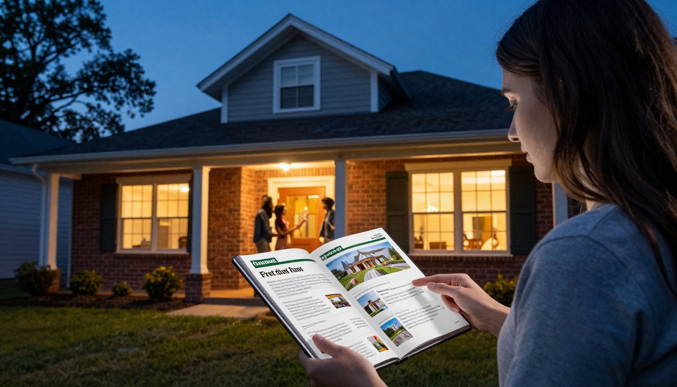 Real estate agent presenting an interactive brochure on a tablet to a young couple Real estate agent presenting an interactive brochure on a tablet to a young couple