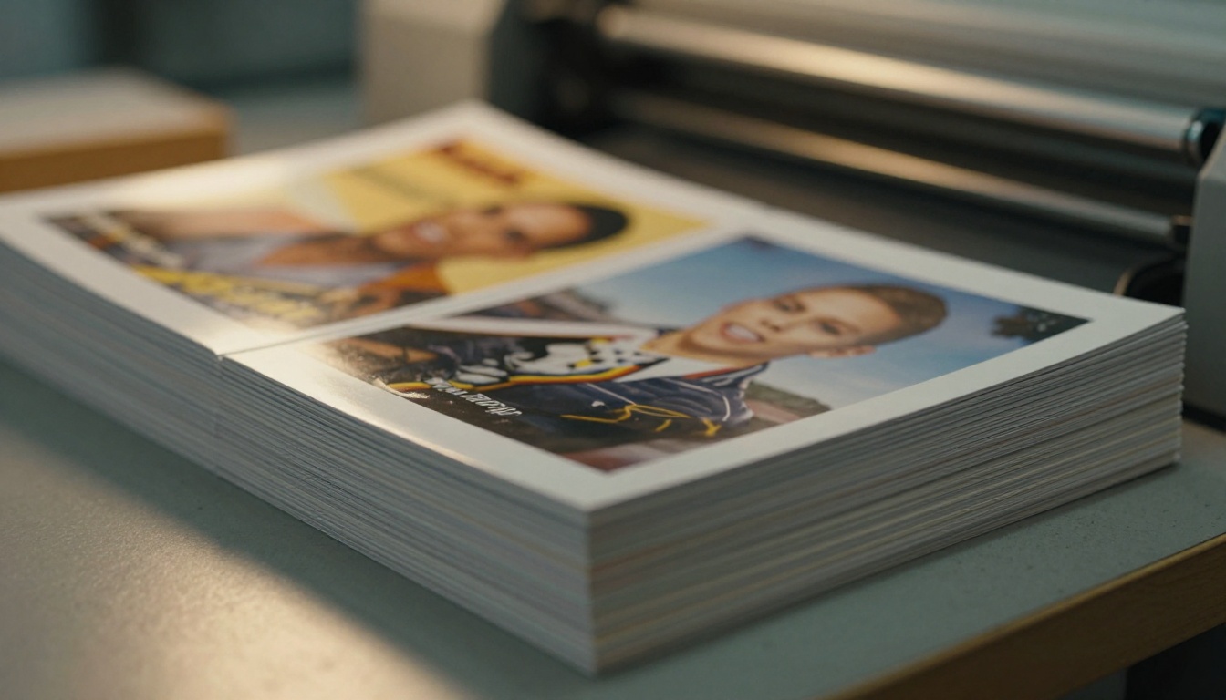 Stack of freshly printed catalogs with crisp edges Stack of freshly printed catalogs with crisp edges