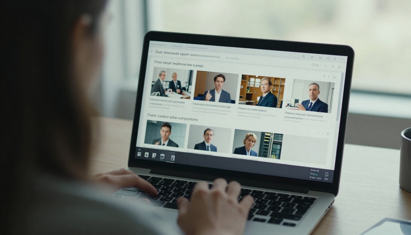 A new employee scrolling through a long slide deck on a laptop