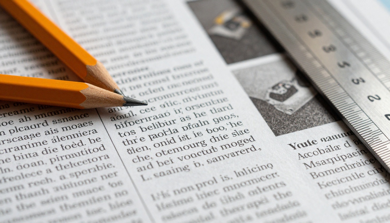 Macro view of a printed magazine page with crisp text columns and a photograph