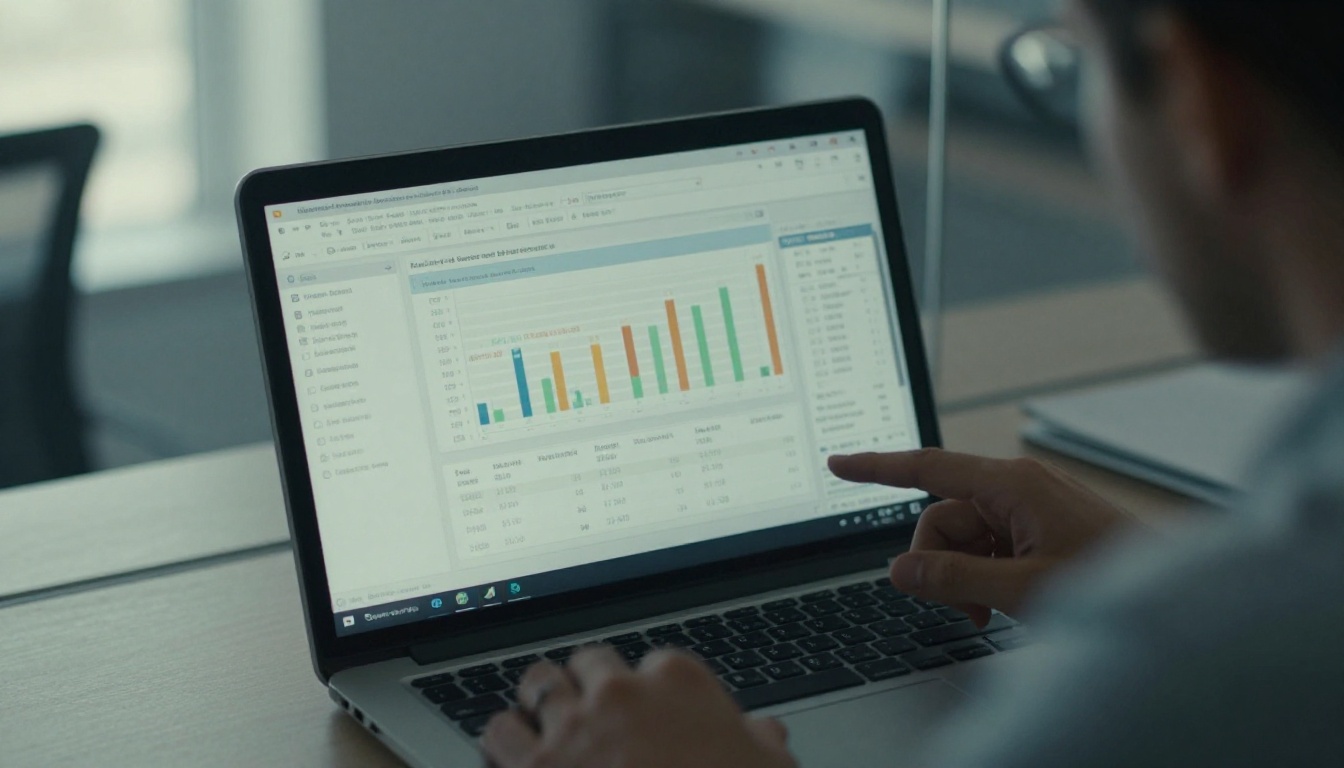 Sales manager reviewing viewer analytics on a laptop