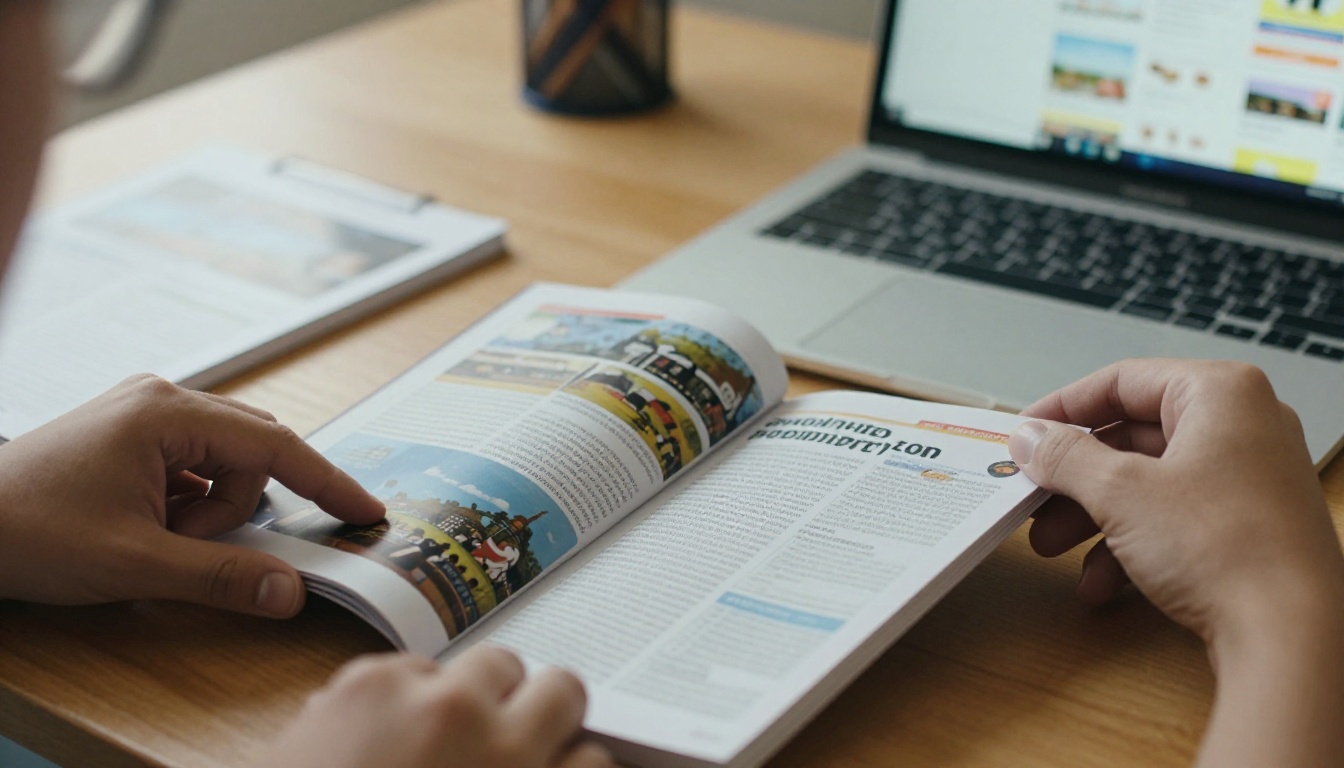 Students working on a school magazine