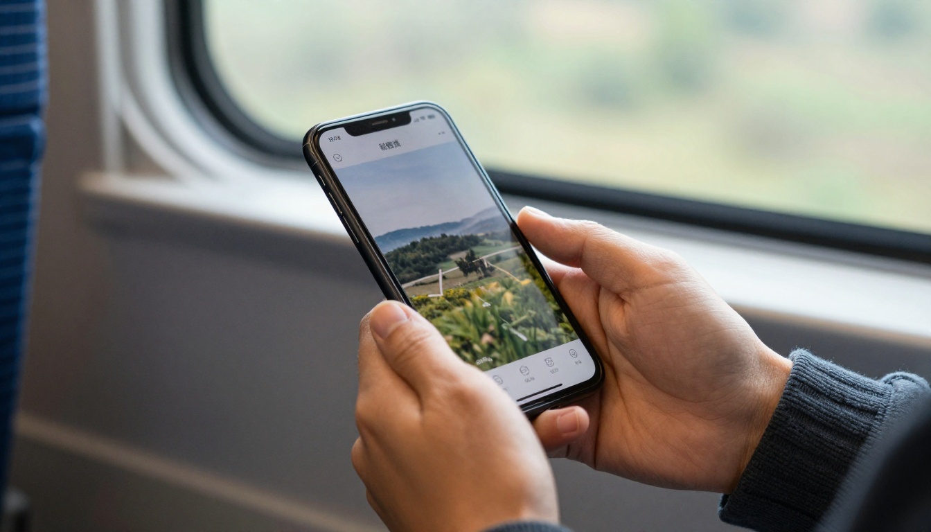 Reading a flipbook on a phone during a commute