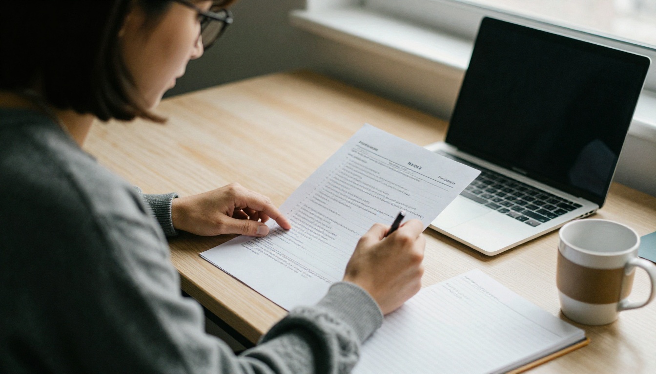 Teacher and student reviewing a checklist at a desk
