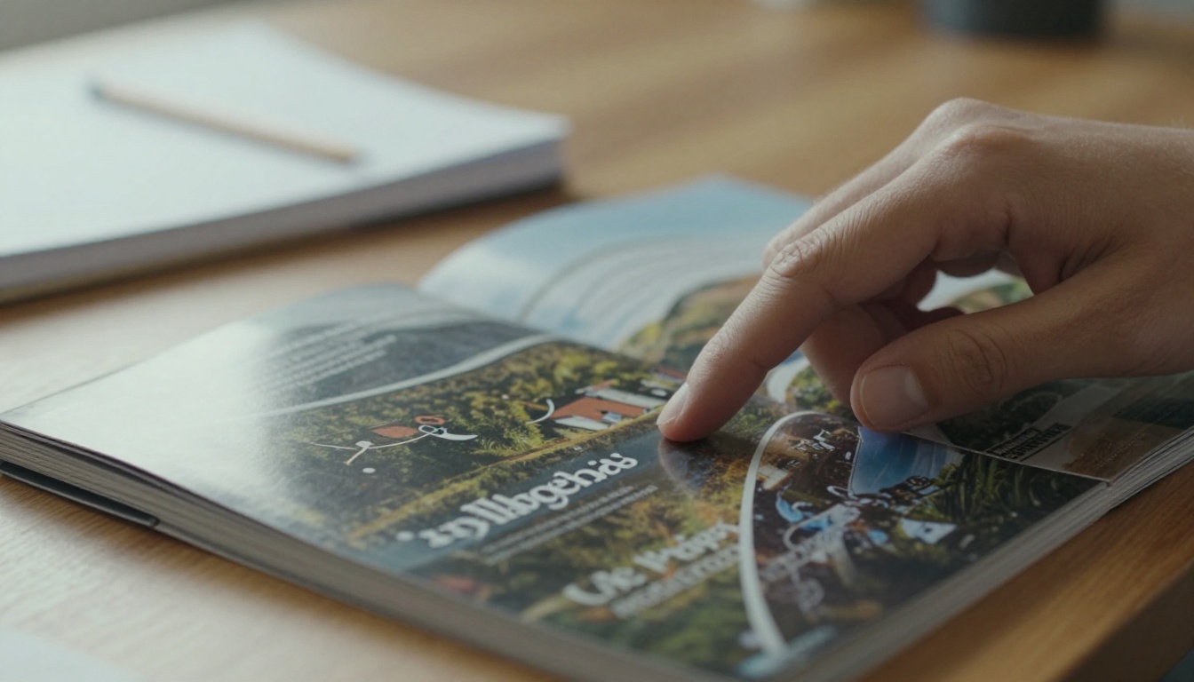Hand turning a page of a digital magazine on a tablet