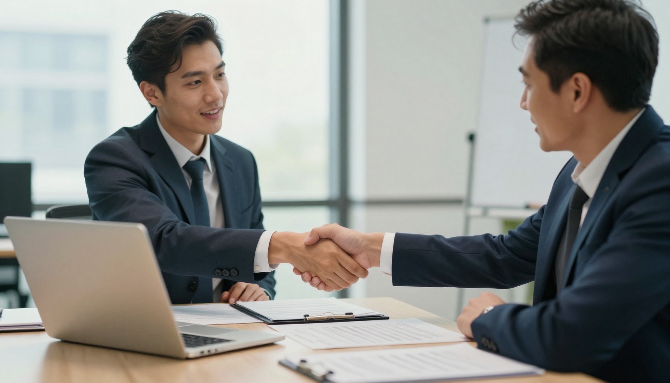Founder shaking hands with an investor