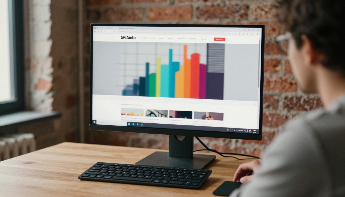 Web designer reviewing a long scrolling corporate website