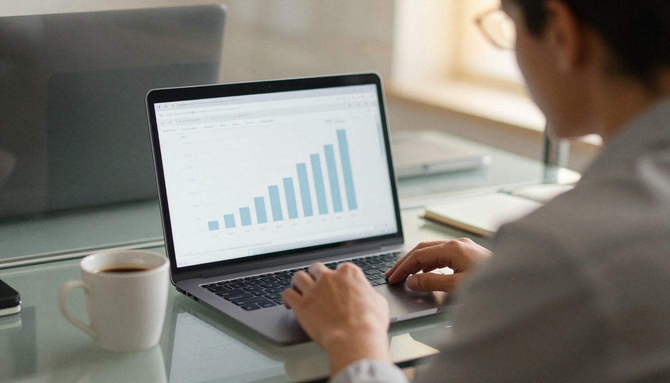 Analyst reviewing a simple analytics dashboard