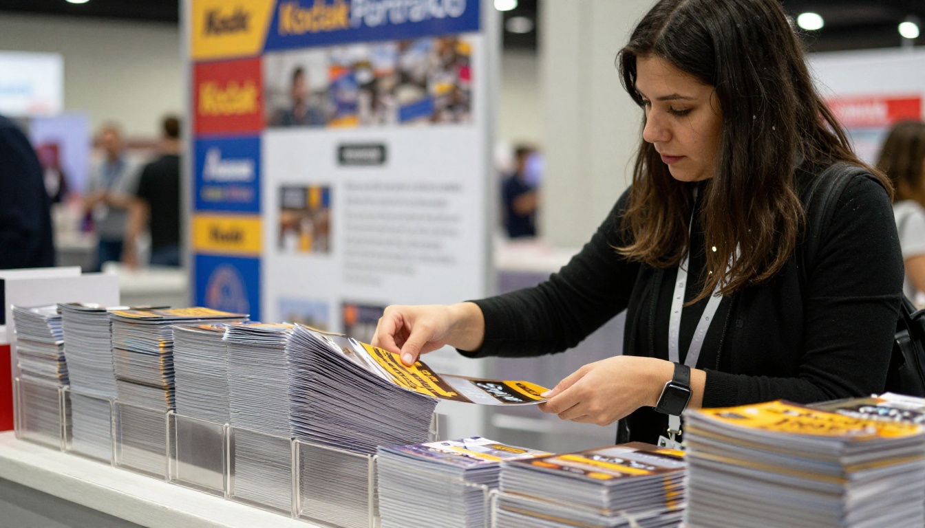 Trade show table with brochures in acrylic holders Trade show table with brochures in acrylic holders