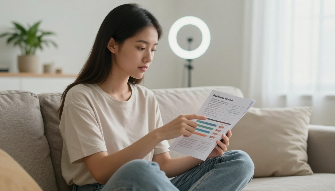 A creator reviewing a printed media kit