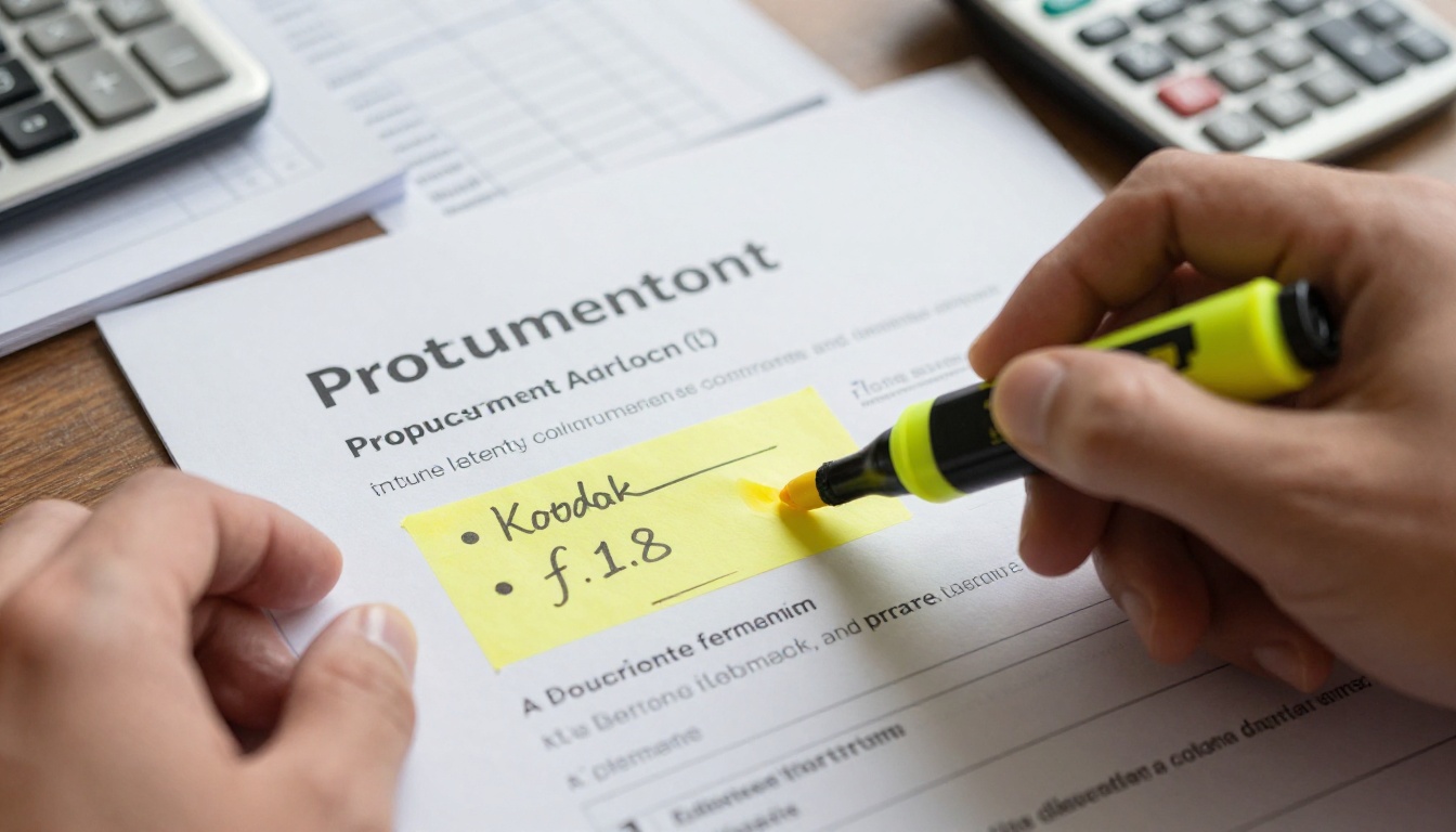A procurement director annotating a printed report A procurement director annotating a printed report