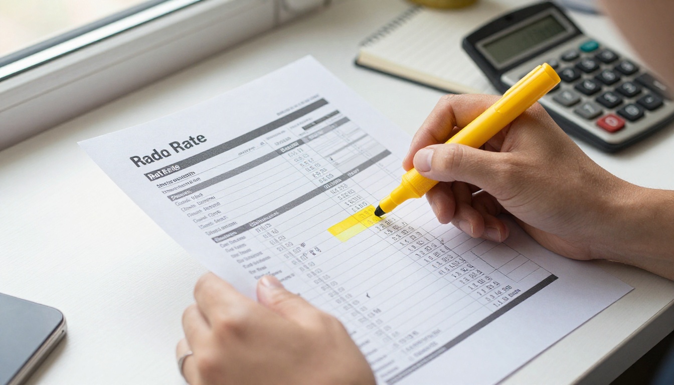 A brand manager highlighting a rate card