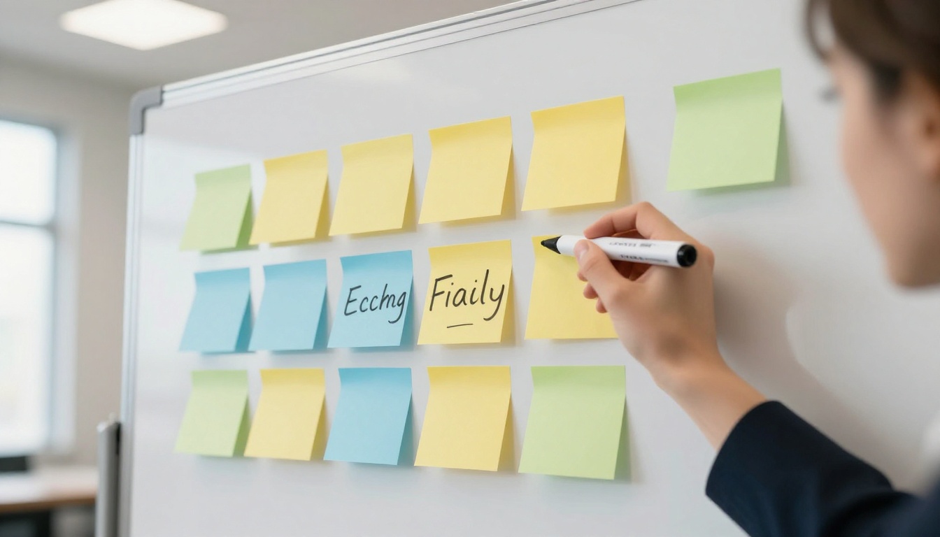 A whiteboard with a hand-drawn marketing funnel A whiteboard with a hand-drawn marketing funnel