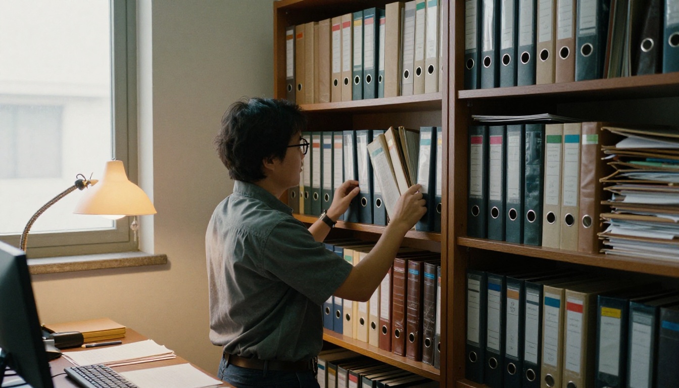 Binders of detailed policies on an office shelf Binders of detailed policies on an office shelf