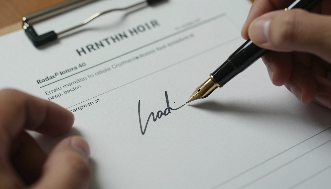 A signed acknowledgment form on a clipboard A signed acknowledgment form on a clipboard