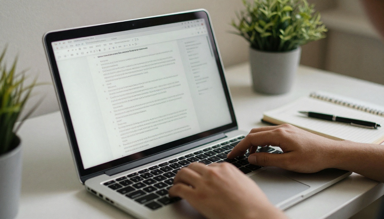 A laptop showing a page-turning digital document A laptop showing a page-turning digital document