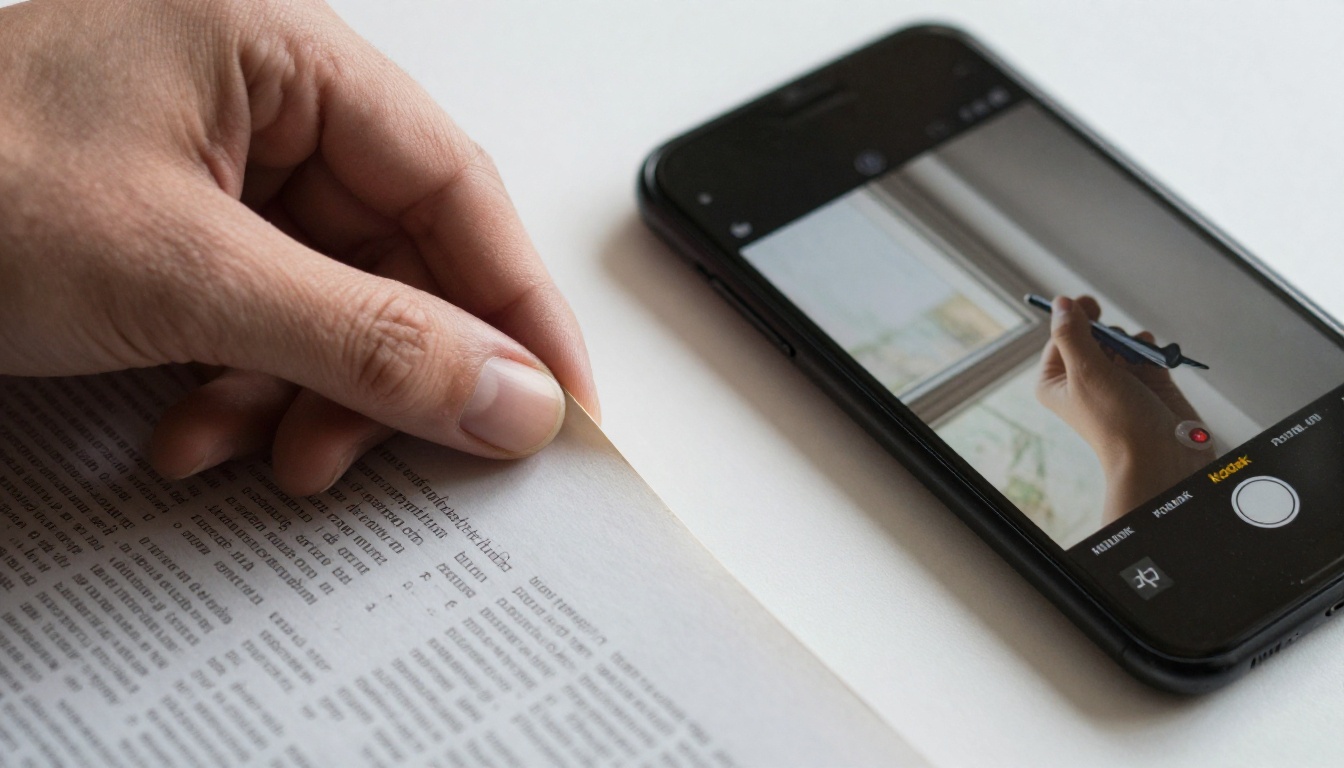 Hand turning a printed magazine page beside a smartphone with a flipbook