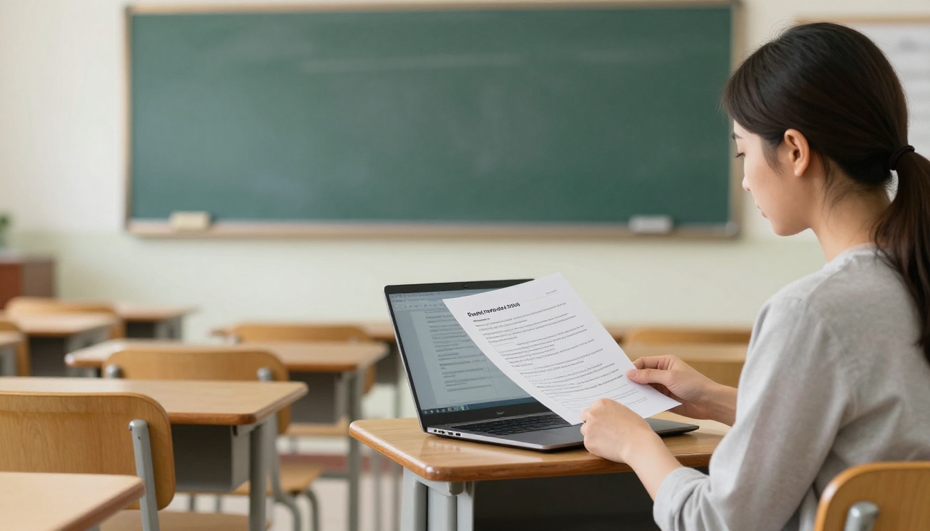 A teacher uploading a PDF worksheet on a laptop