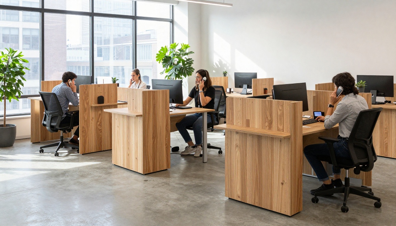 Small sales team working in an open office