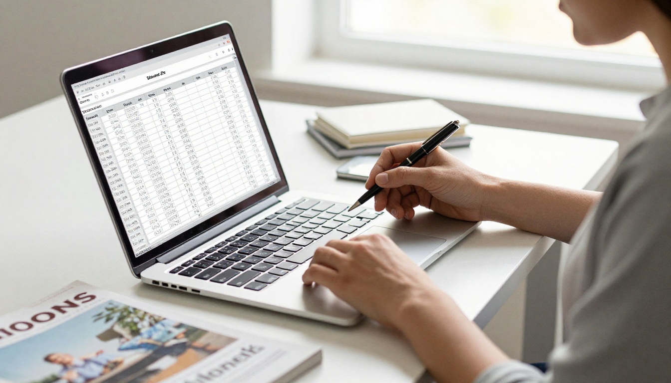 A small business owner reviewing subscription costs on a laptop beside a printed magazine A small business owner reviewing subscription costs on a laptop beside a printed magazine