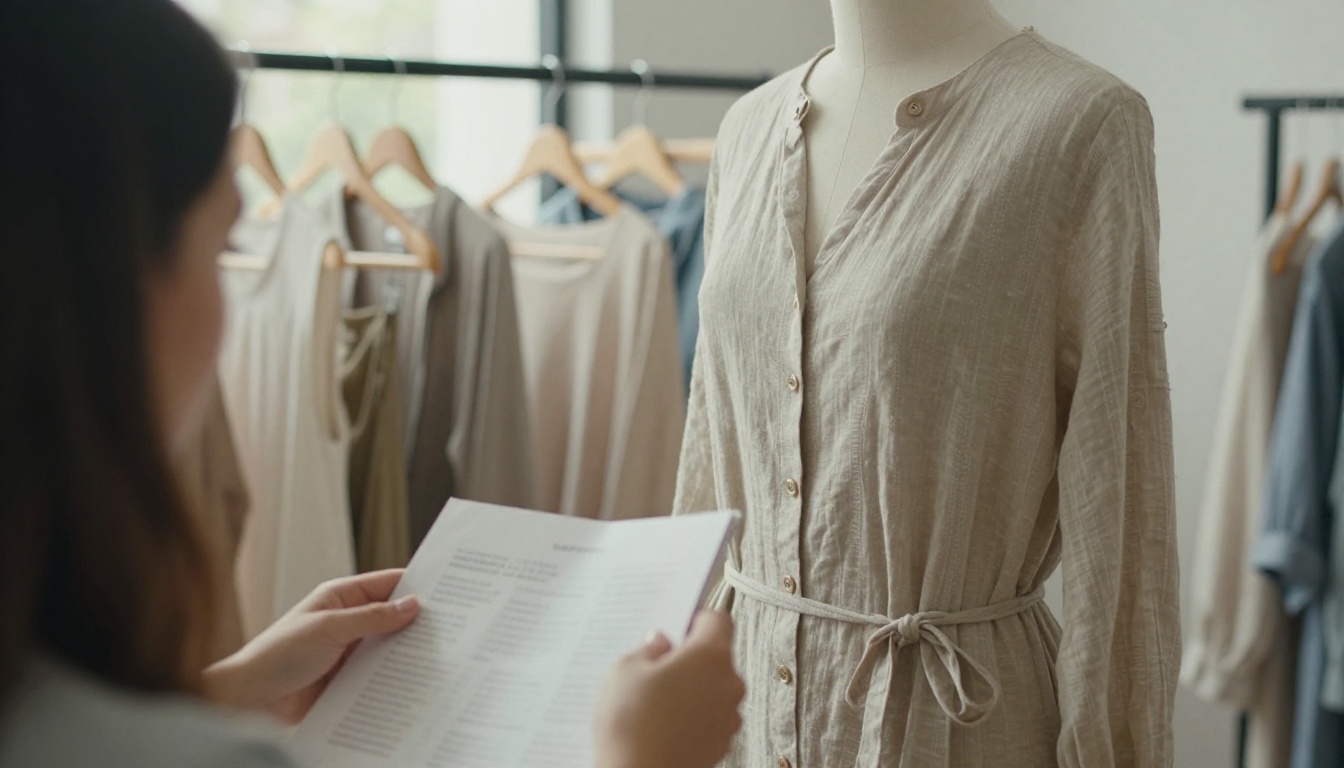 Boutique worker photographing a linen dress for a lookbook
