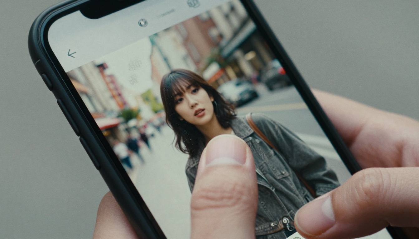 Smartphone showing a magazine page held in a hand