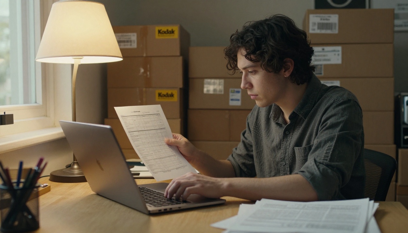 Retail owner reviewing flyer view statistics on a laptop