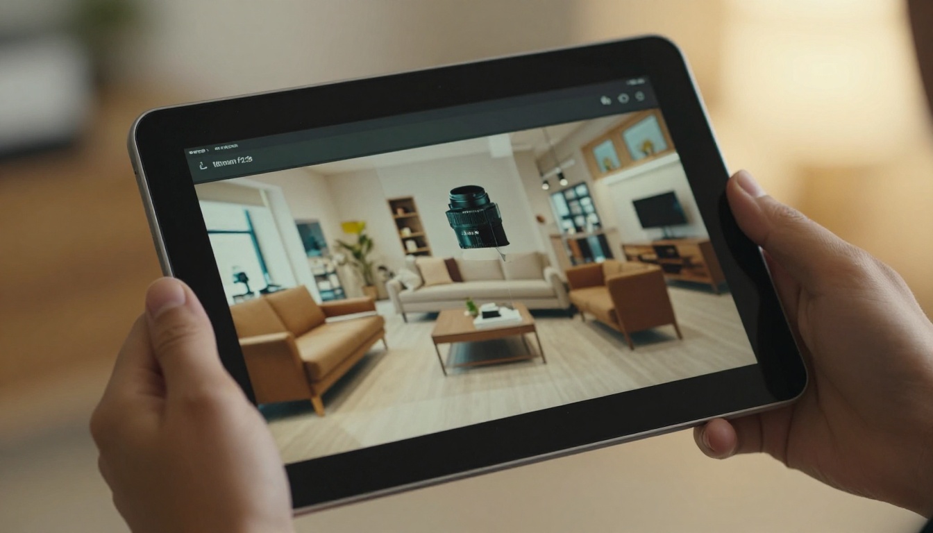 A hand holding a tablet showing a digital catalog flipbook