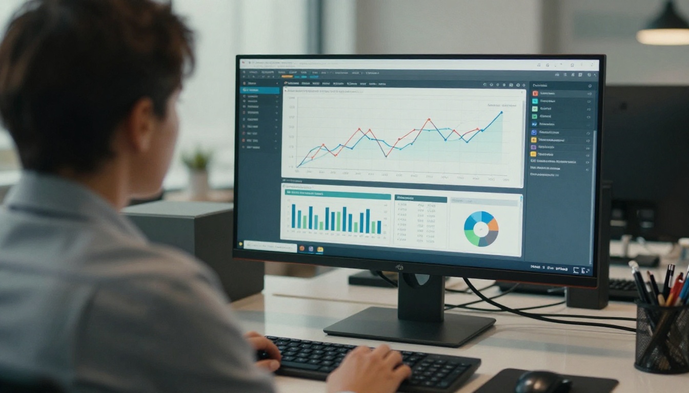 Marketing manager viewing an analytics dashboard
