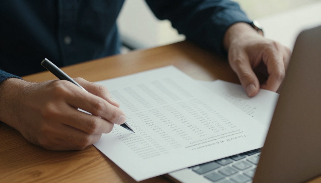 Administrator comparing two printed pricing sheets at a wooden desk Administrator comparing two printed pricing sheets at a wooden desk