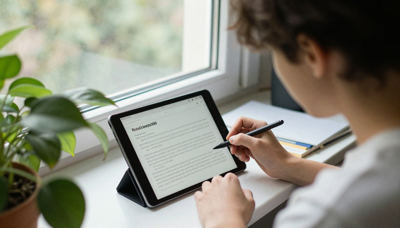 Over the shoulder view of a designer working on a tablet