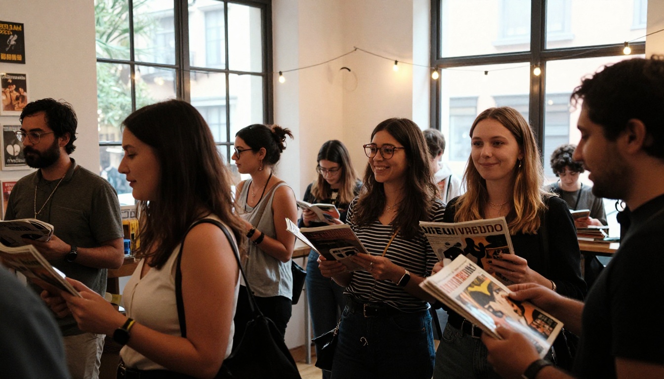 Small publisher celebrating at a magazine launch party