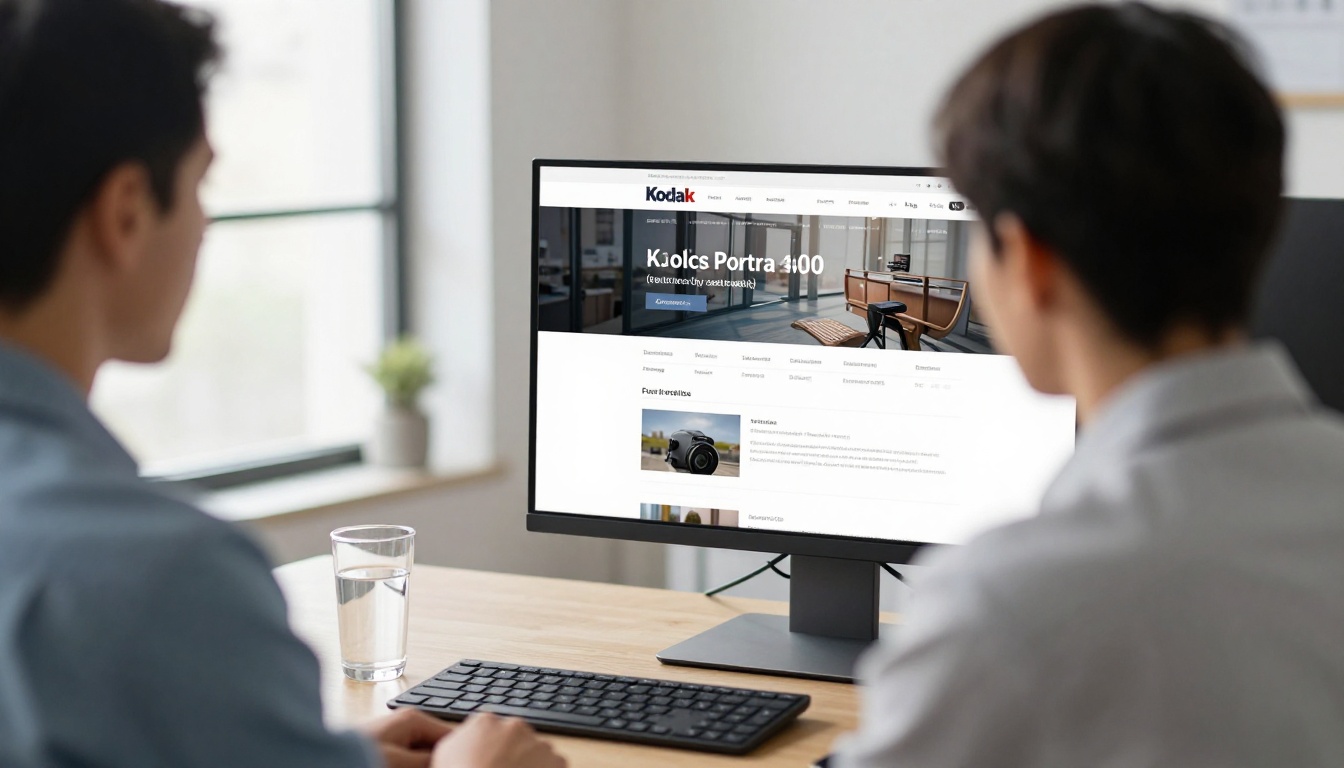 A marketing manager looking at a large monitor with a website page A marketing manager looking at a large monitor with a website page