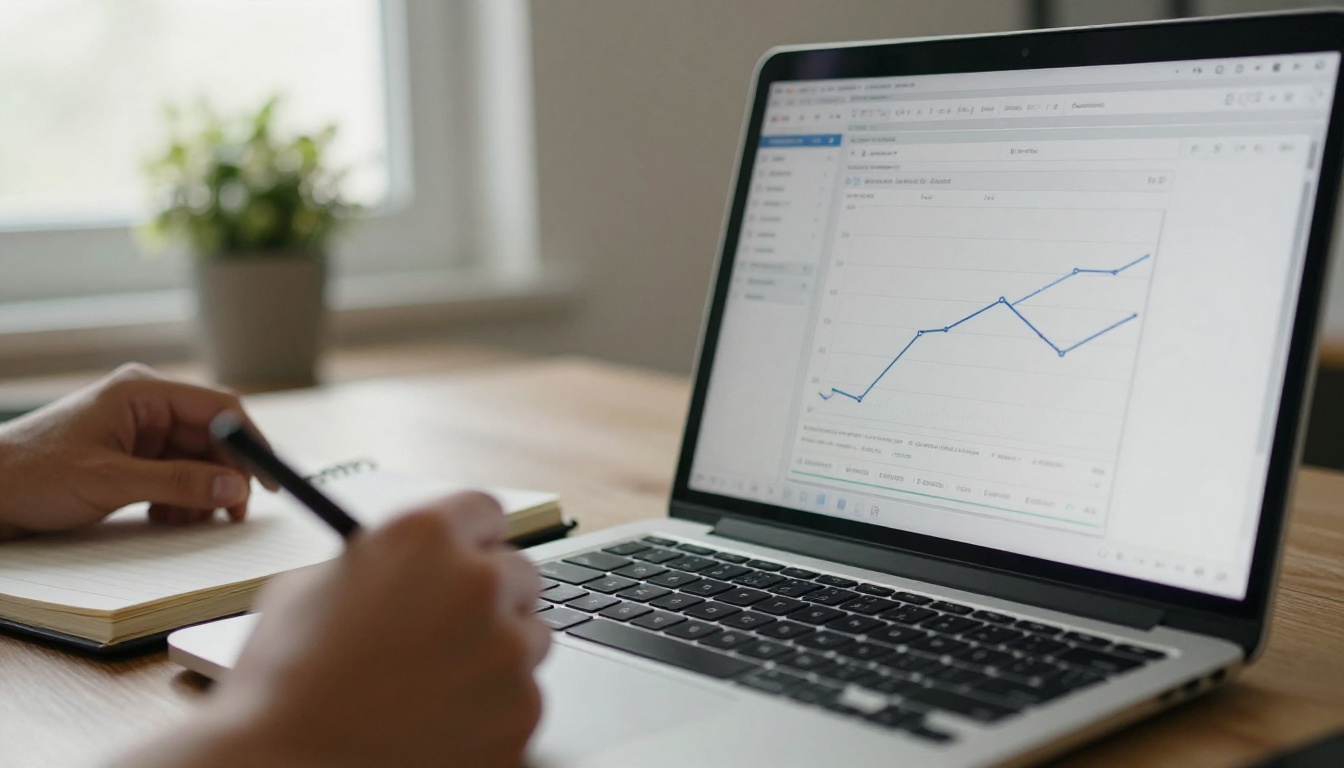 A laptop screen showing a simple readership analytics dashboard