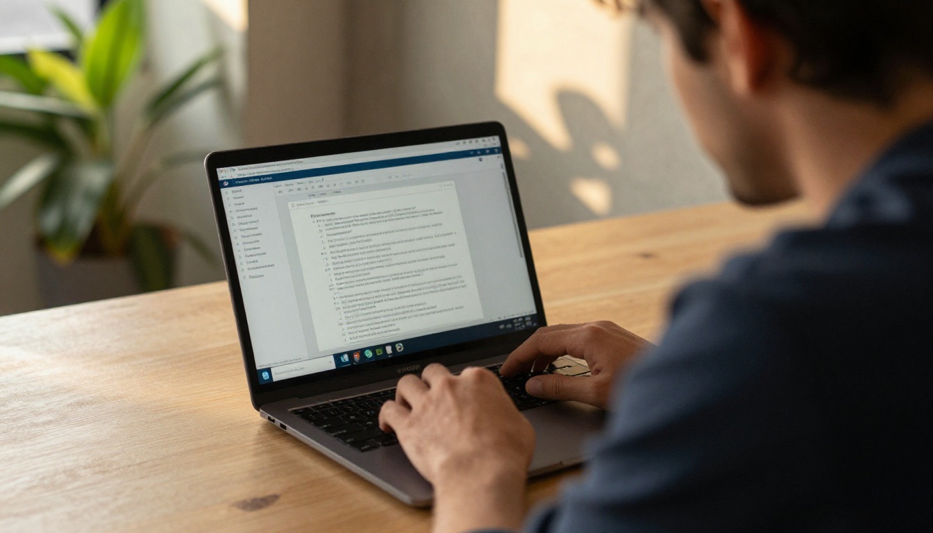 Man dragging a PDF file onto a laptop screen in a sunlit coworking space Man dragging a PDF file onto a laptop screen in a sunlit coworking space