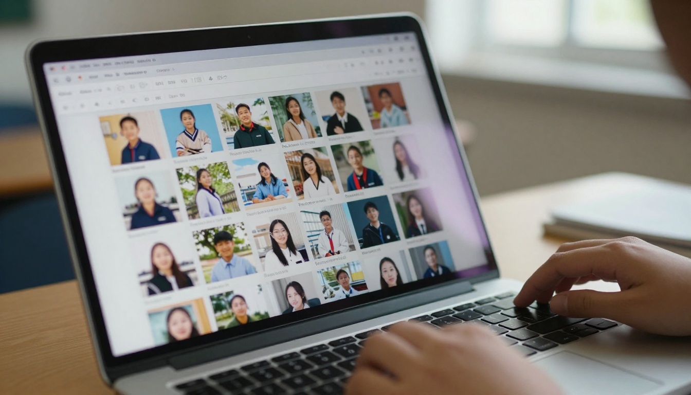 Laptop screen showing a page turning digital yearbook