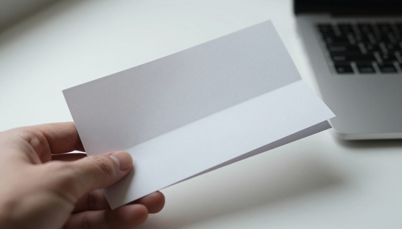 A hand holding a crisp tri-fold brochure above a clean desk
