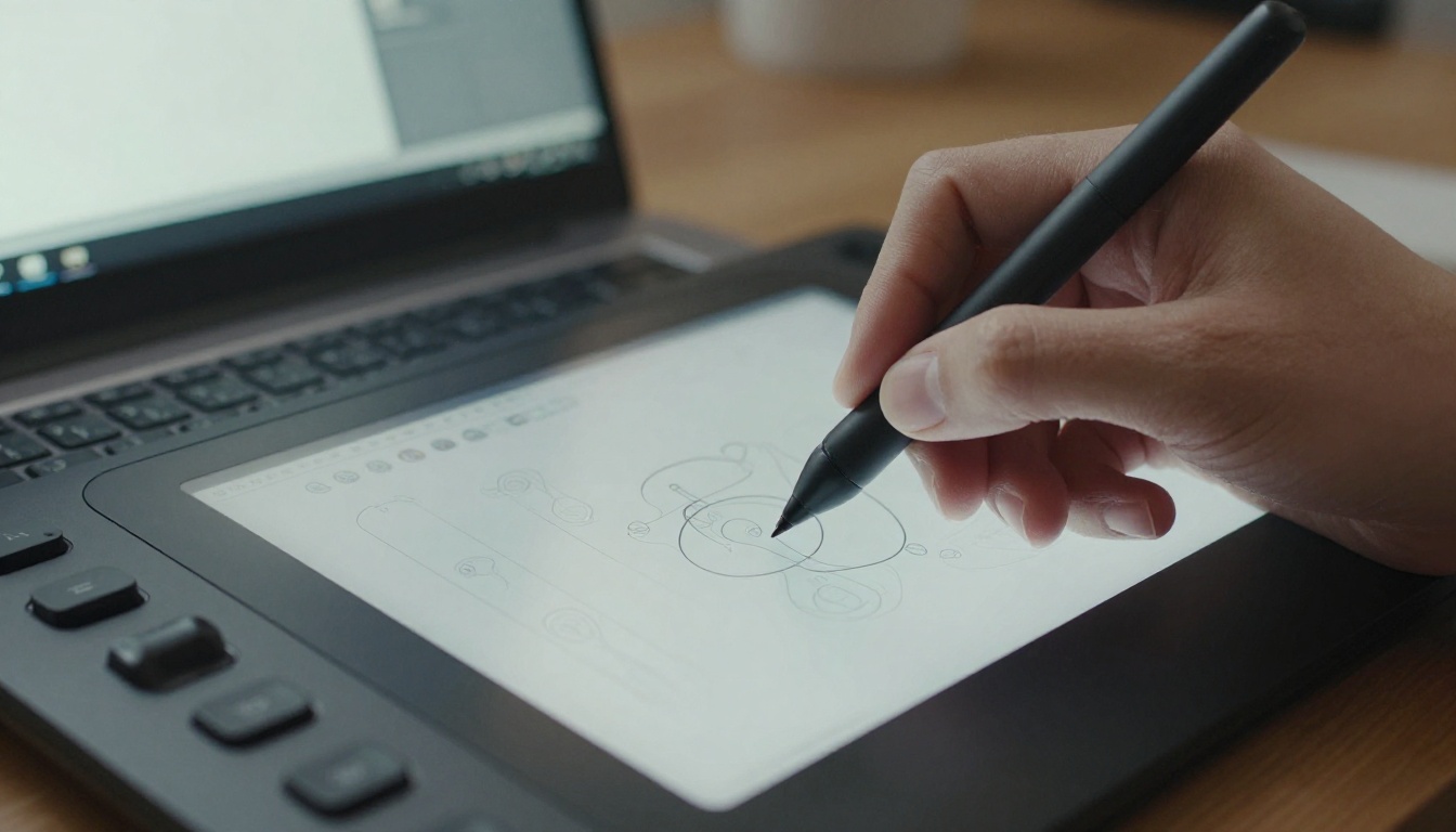 Designer refining vector shapes with a stylus Designer refining vector shapes with a stylus