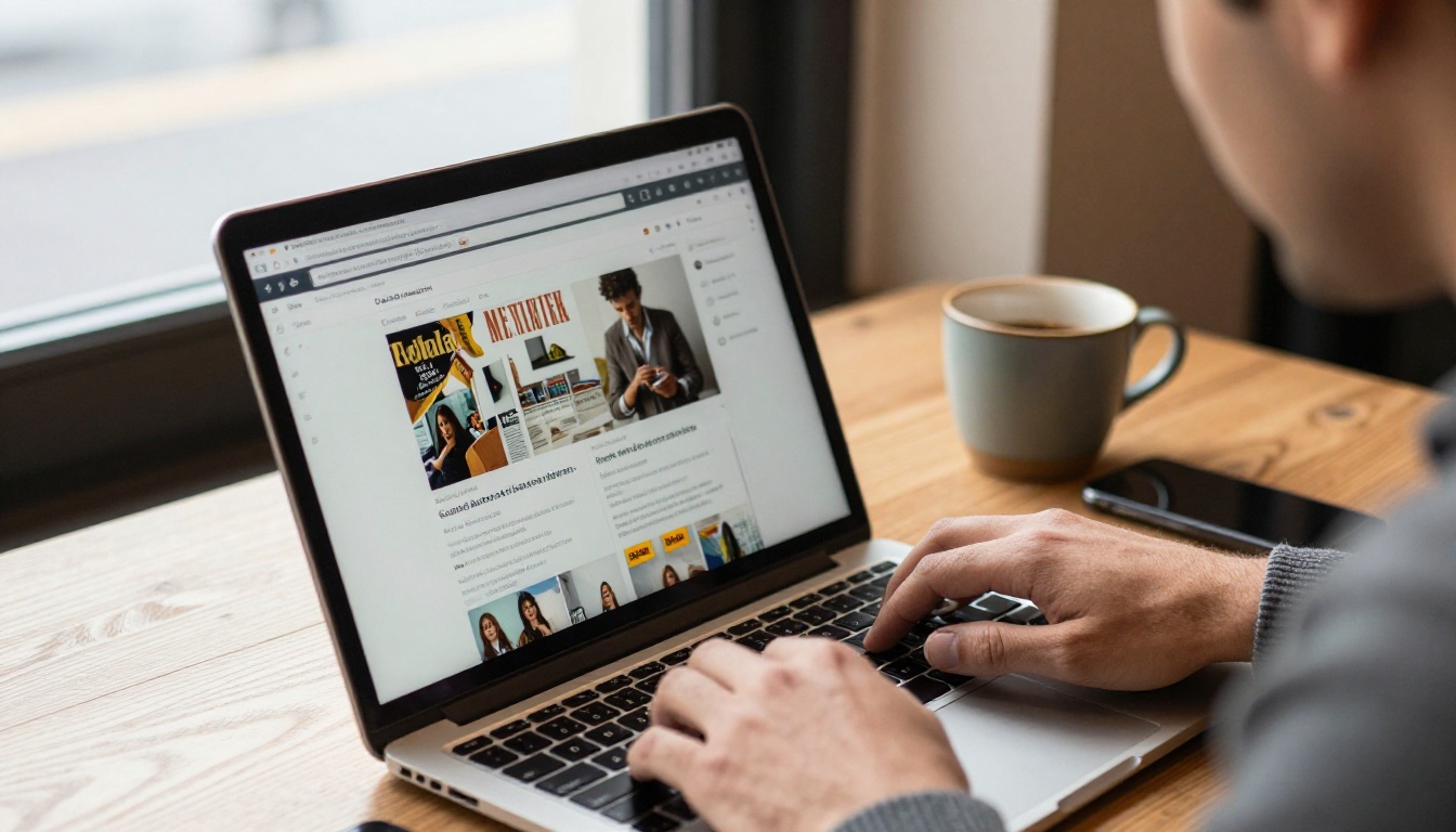 Man working on a laptop at a cafe table setting up a custom domain Man working on a laptop at a cafe table setting up a custom domain