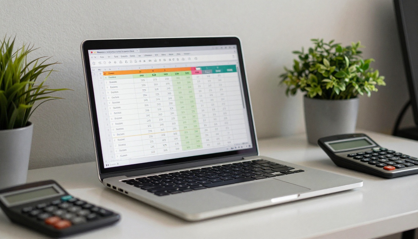 Laptop screen with colorful pricing comparison columns Laptop screen with colorful pricing comparison columns