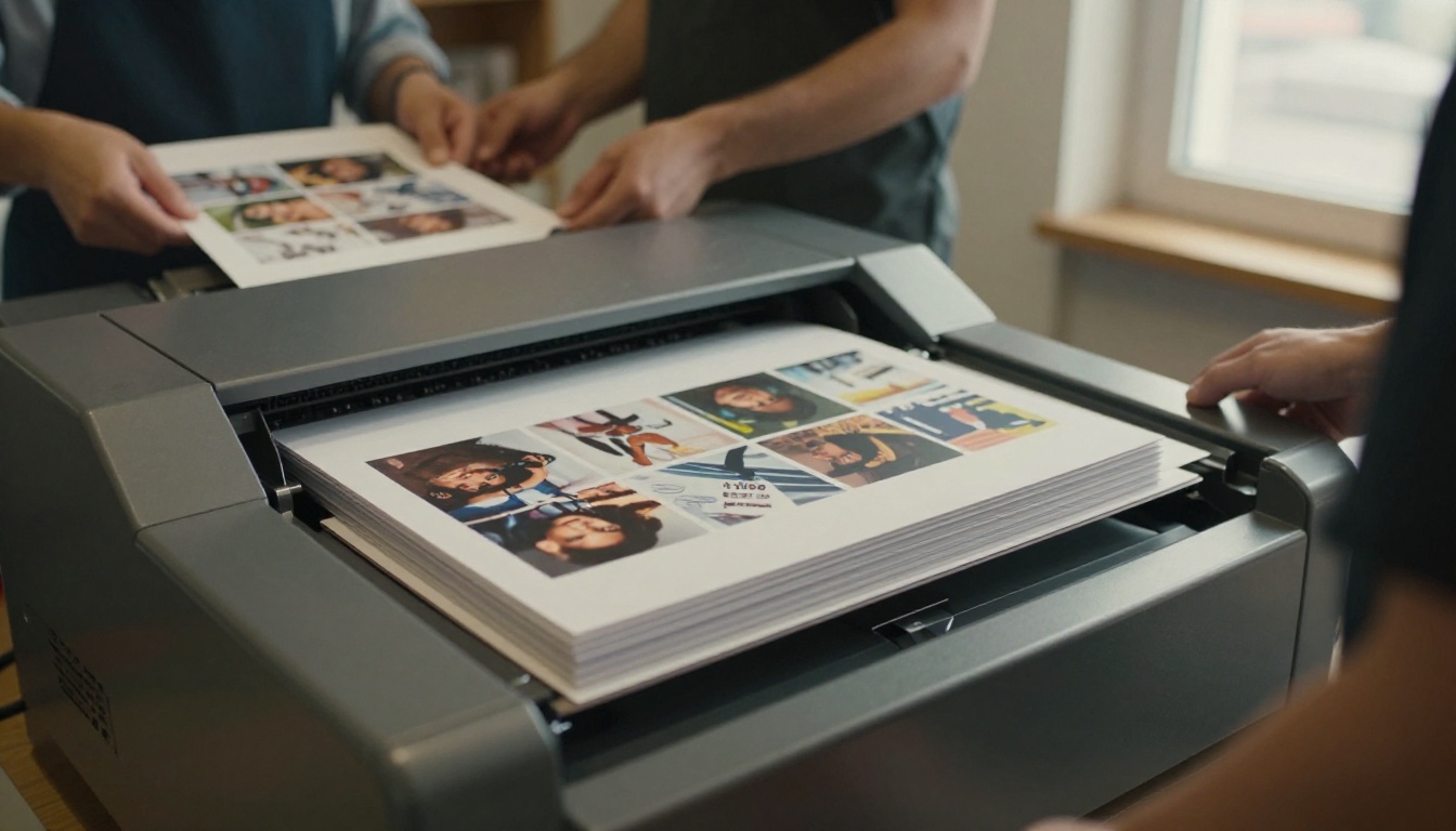 A local print shop tray releasing freshly printed brochures