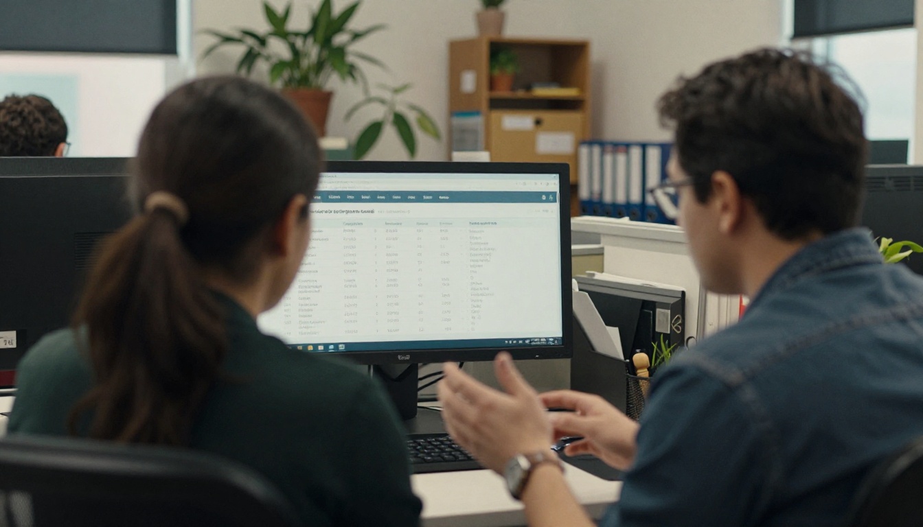 A coordinator reviewing subscriber results on a monitor A coordinator reviewing subscriber results on a monitor
