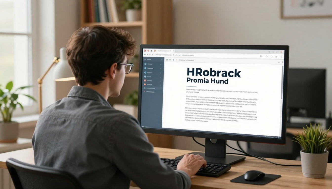 HR professional editing a handbook section on a widescreen monitor HR professional editing a handbook section on a widescreen monitor