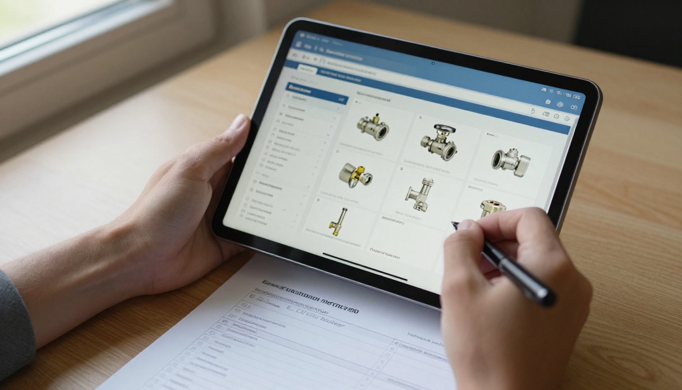 Buyer browsing a digital catalog on a tablet Buyer browsing a digital catalog on a tablet